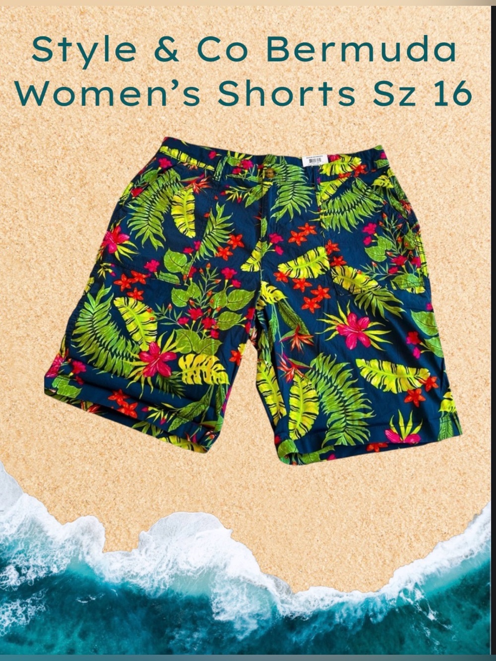 Style & Co Mid Rise Bermuda Shorts Size 16 NWT